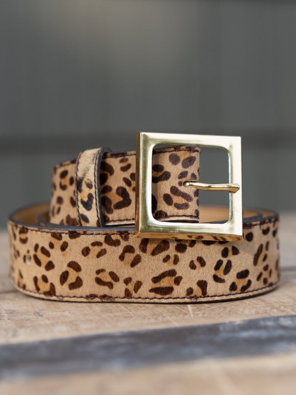 Leopard Calf Hair Leather Belt